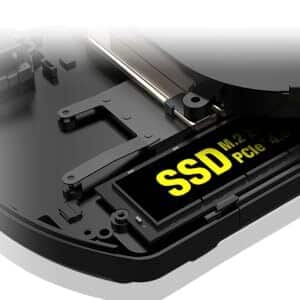 GPD Win 4 (2024) handheld gaming console equipped with an M.2 SSD for fast storage and quick load times.