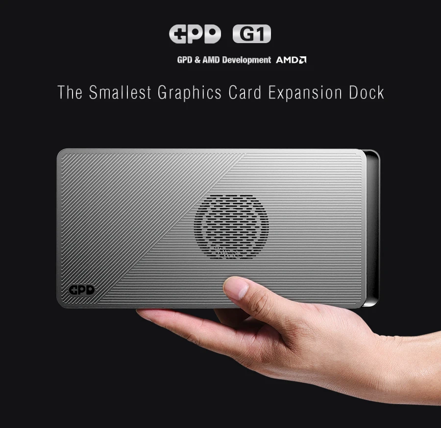 Εικόνα του σταθμού σύνδεσης GPD G1 2024 eGPU, με GPU AMD Radeon RX 7600M XT, διακόπτη TGP Toggle και ευέλικτη συνδεσιμότητα. Ιδανικό για gamers και επαγγελματίες. Προπαραγγείλετε τώρα για επαναστατικές δυνατότητες