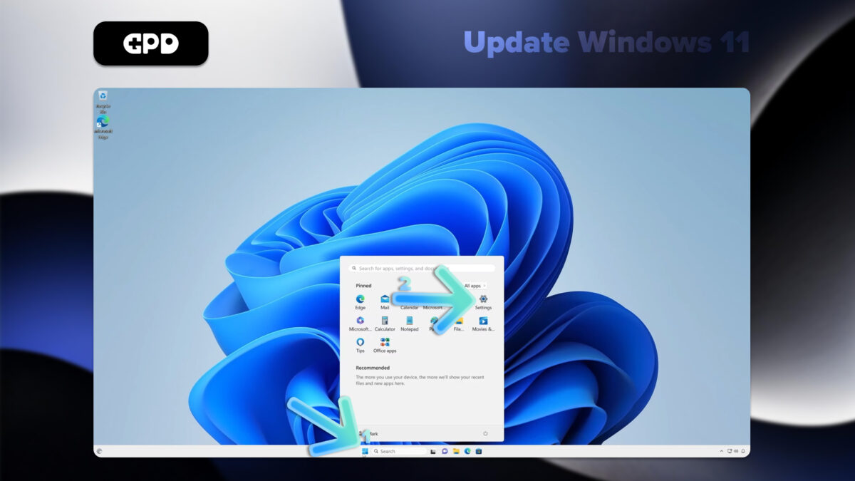 Immagine che mostra il primo passo per l'aggiornamento di Windows 11 su GPD Pocket 3