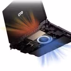 An image of the GPD Win Max 2 (2025) gaming laptop, focusing on its advanced cooling system. The detailed view shows the internal layout, including the heat pipes, dual fans, and strategically placed vents designed to efficiently dissipate heat and maintain optimal performance during intensive gaming sessions.