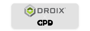 DROIX and GPD logos displayed together, symbolizing their collaboration.