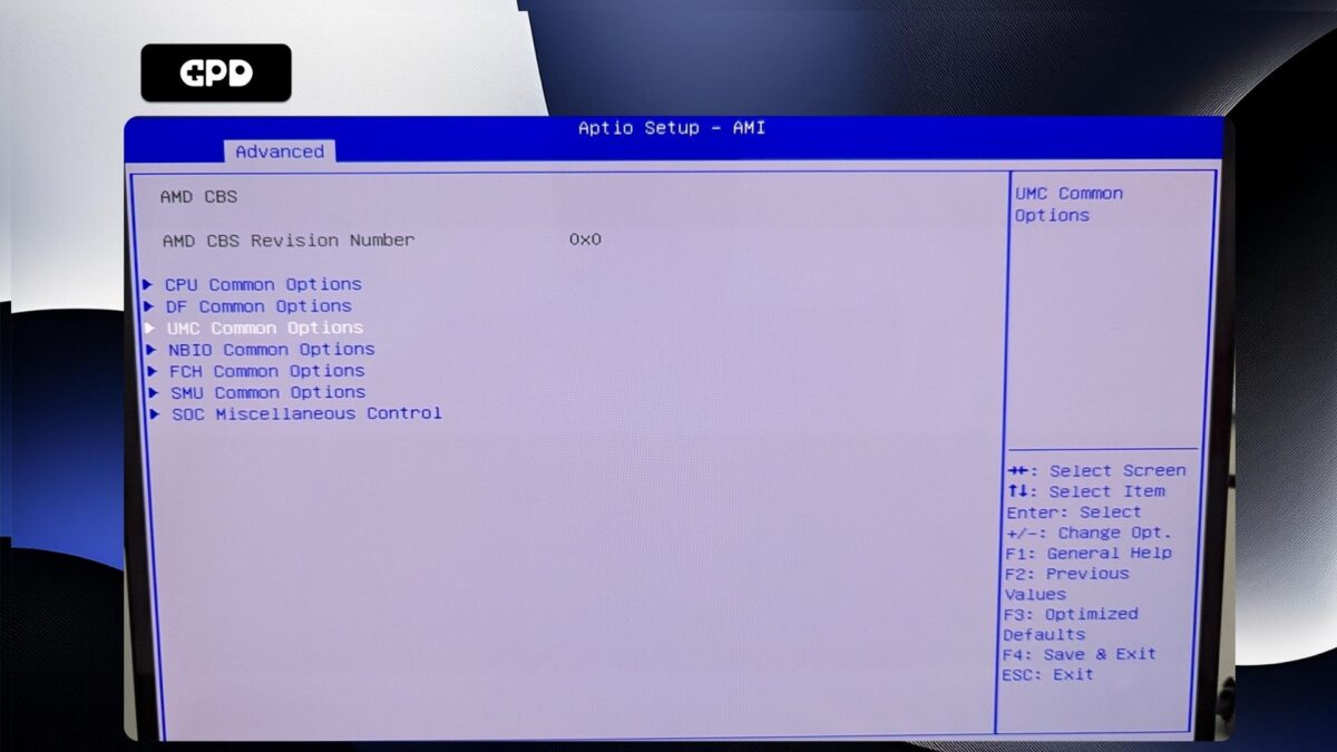 GPD Duo - Menu AMD CBS