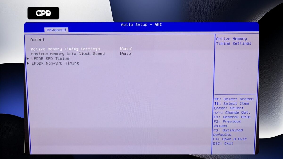 GPD Duo - Impostazioni di temporizzazione della memoria attiva Auto
