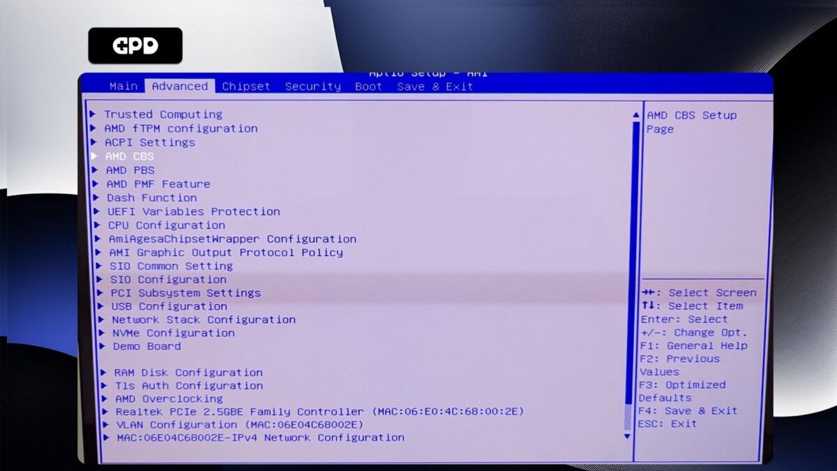 GPD Duo - Menu avanzato