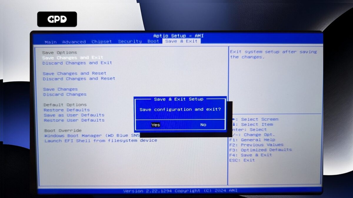 GPD WIN Mini 2025 - Salva ed esci Conferma