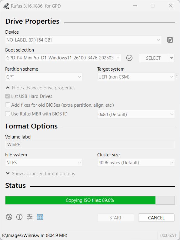Copying the ISO to the USB - GPD | PC Gaming Handhelds & Mini Laptops Copying the ISO to the USB
