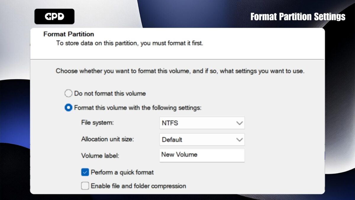 Format Partition Settings