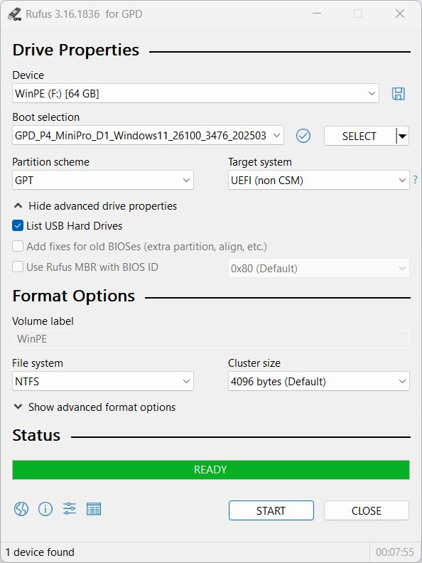 ISO copy completed - GPD | PC Gaming Handhelds & Mini Laptops ISO copy completed