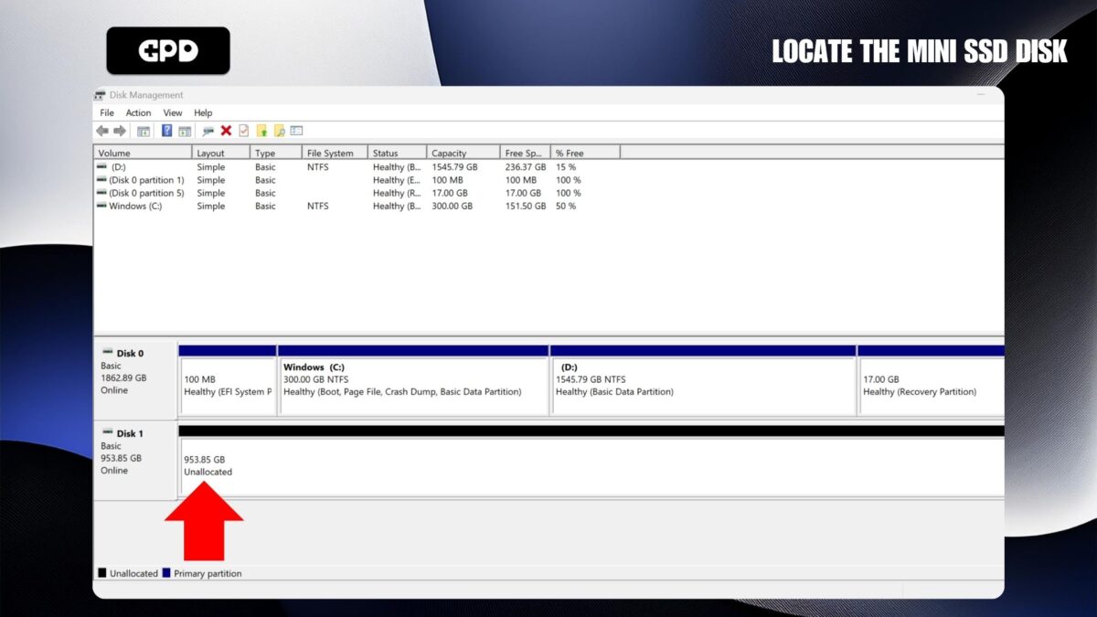 Locate the Mini SSD disk