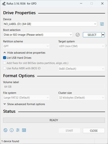 Rufus bootable USB software - GPD | PC Gaming Handhelds & Mini Laptops Rufus bootable USB software