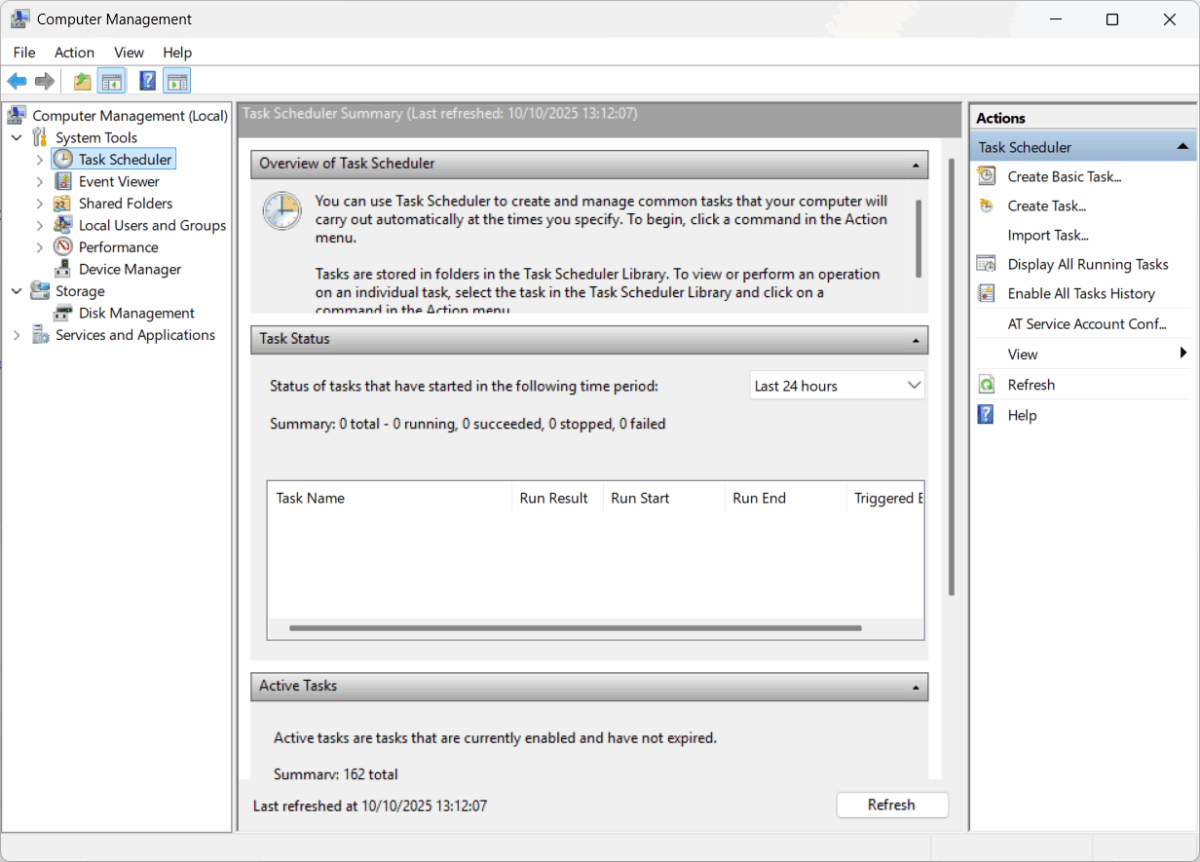 Task Scheduler Summary Confirmed