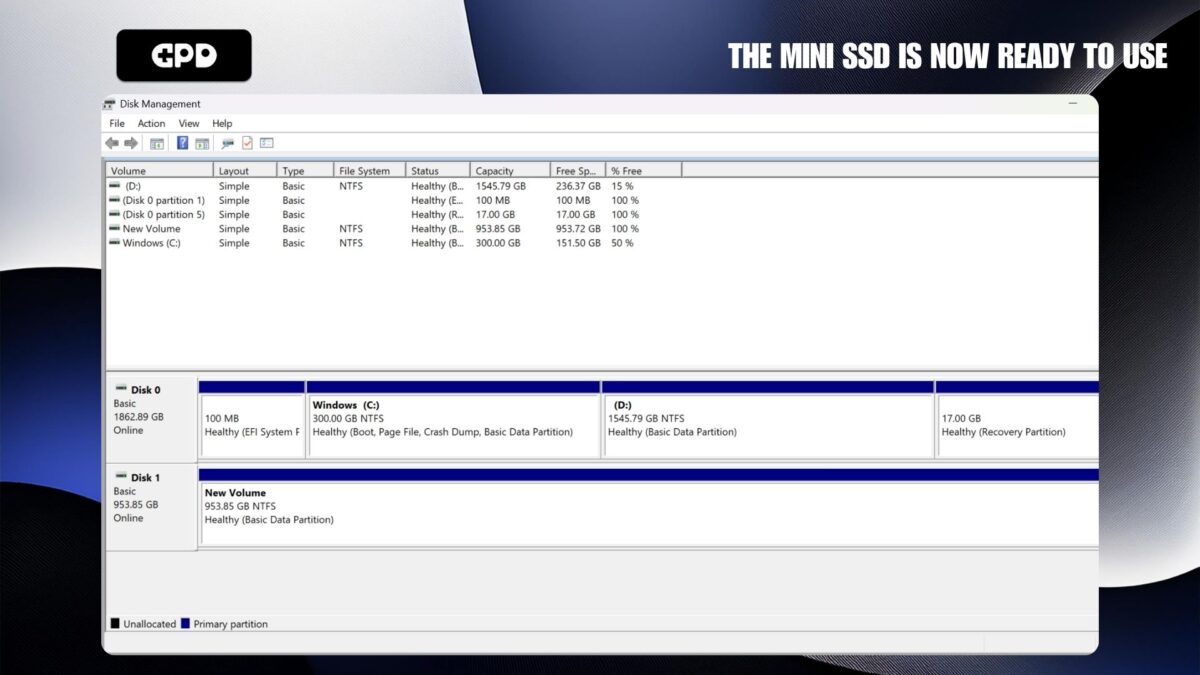 The Mini SSD is now ready to use